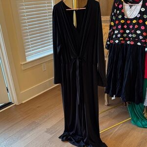 Eloquii Black Long Sleeve Wrap Jumpsuit